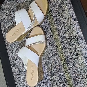 Mariella wedge sandals white with Rhinestones size 9
